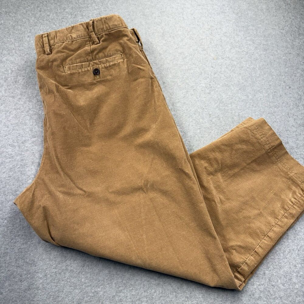 Lands' End Corduroy Pleated Pants Men's 44 Tan Traditional Fit Solid Pockets